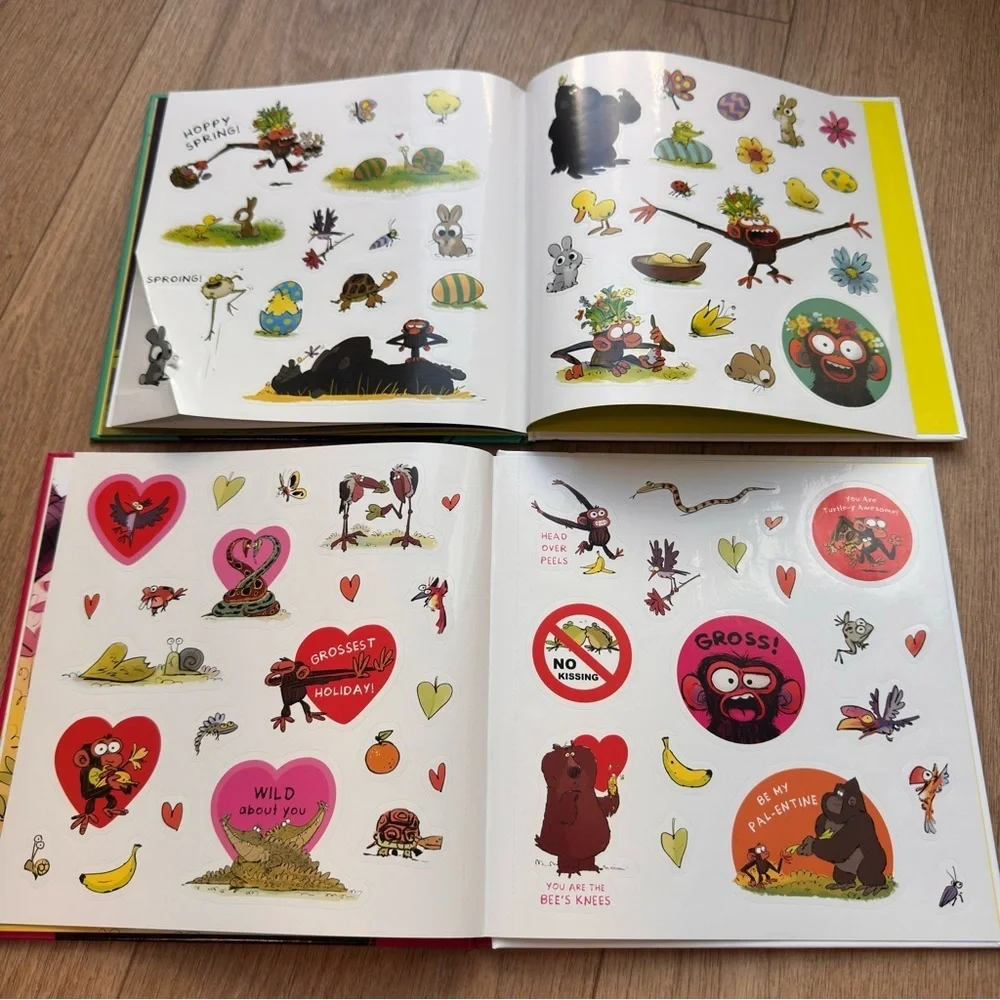 Set of Two Grumpy Monkey Children's Book Set, Hardcover with Stickers, Like New